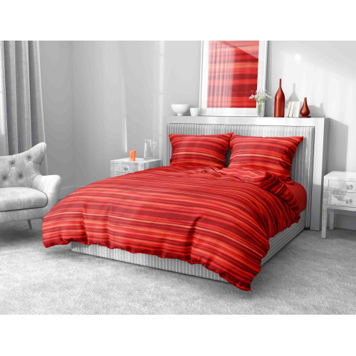 Red Stripe duvet cover in soft microfiber | Fishing Hand | Machine washable | Made in Italy