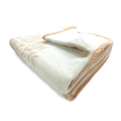Manta de flores en 100% pura lana suave y cálida con borde de terciopelo - Comodidad y elegancia, diseño clásico - Made in Italy