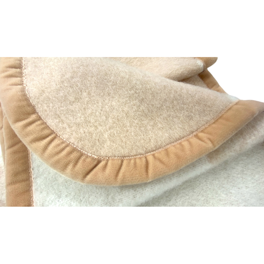 Flower Blanket in 100% Pure Soft and Warm Wool with Velvet Border - Comfort and Elegance, Classic Design - Made in Italy