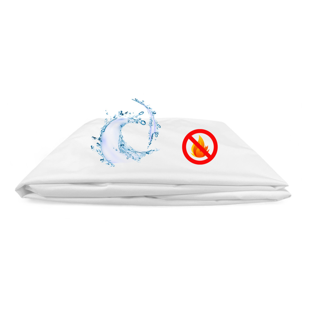 Funda de colchón impermeable "FUEGO" antiácaros ignífugo clase 1, elástica, línea hotelera, fabricada en Italia