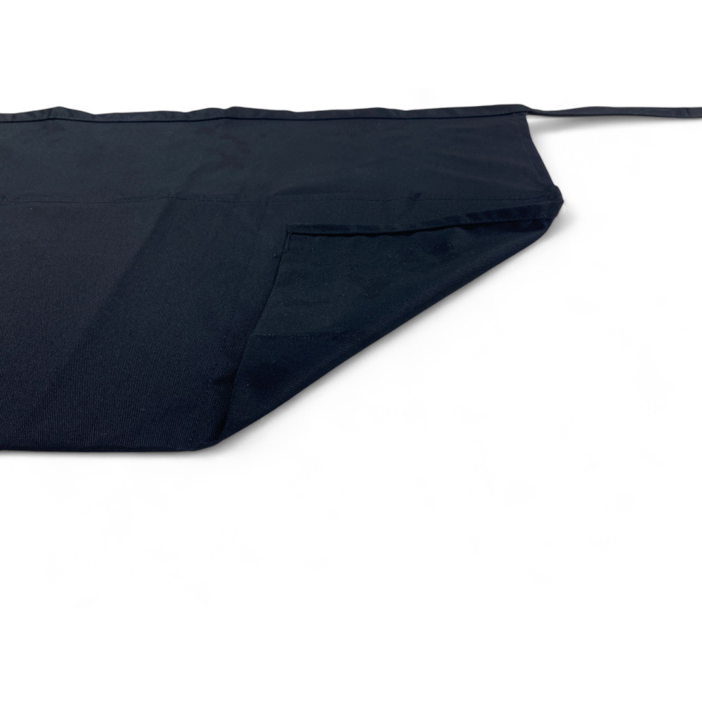 Grembiule Nero a Vita con Tripla Tasca Gaspare, Tessuto Drill Cotone-Poliestere, Resistente, Made in Italy