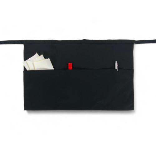 Black Waist Apron with Triple Gaspar Pocket, Cotton-Polyester Drill Fabric, Resistant, Made in Italy