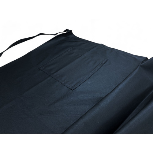 Lange schwarze Barman-Schürze mit Tasche, Polyester-Bohrstoff, widerstandsfähig, Made in Italy