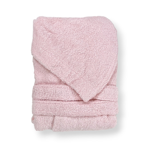 Accappatoio Rosa Chiaro Hi Tech in Spugna di Cotone per Bambino con Cappuccio, 400 gr/mq, Tex Family, Made in Italy