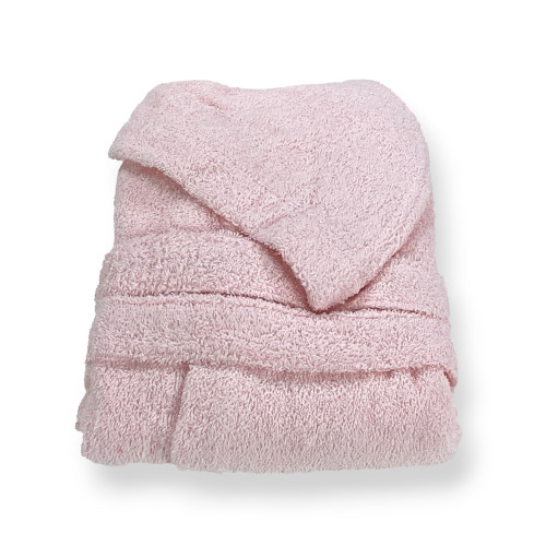 Peignoir en éponge de coton Hi Tech rose clair pour garçon avec capuche, 400 gr/m², Tex Family, Fabriqué en Italie