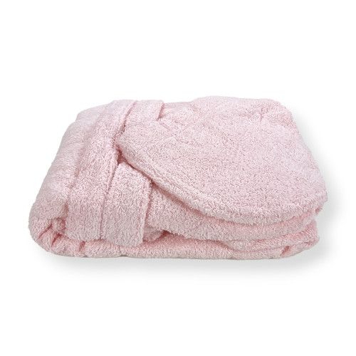 Accappatoio Rosa Chiaro Hi Tech in Spugna di Cotone per Bambino con Cappuccio, 400 gr/mq, Tex Family, Made in Italy