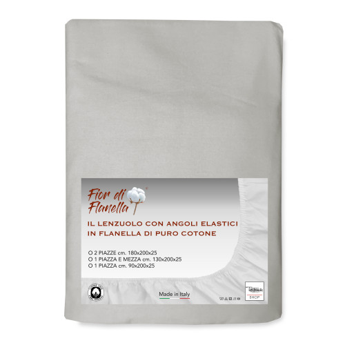 FLANELL SPANNBETTTUCH Grauer Flanell Fior di Flonella © ALLE GRÖSSEN