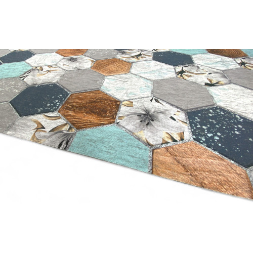 Alfombra Kitchen Runner Antideslizante Lavable Oriente Blu - Alfombra Kitchen Runner Moderna, Fácil de Limpiar, Made in Italy