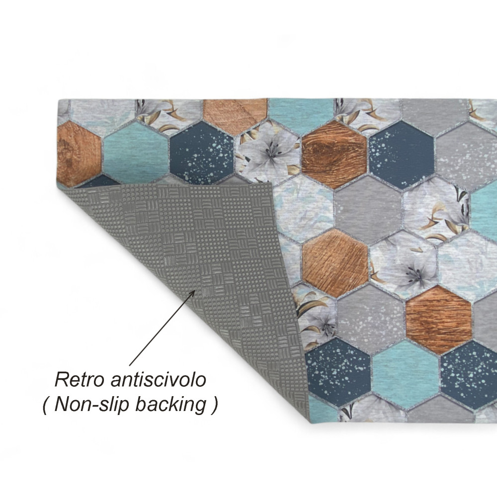 Kitchen Runner Rug Non-slip Washable Oriente Blu - Modern Kitchen Runner, Easy to Clean, Made in Italy