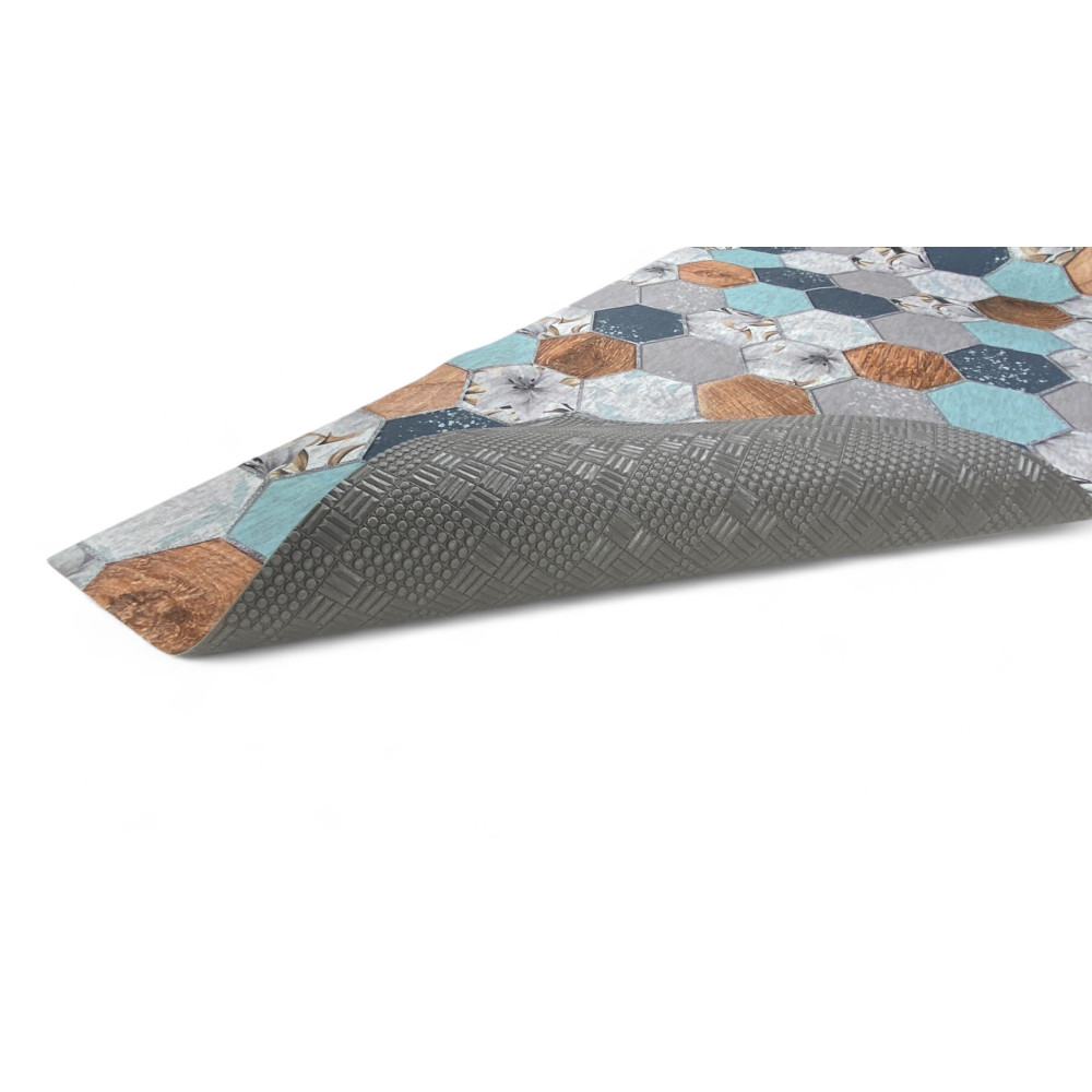 Kitchen Runner Rug Non-slip Washable Oriente Blu - Modern Kitchen Runner, Easy to Clean, Made in Italy