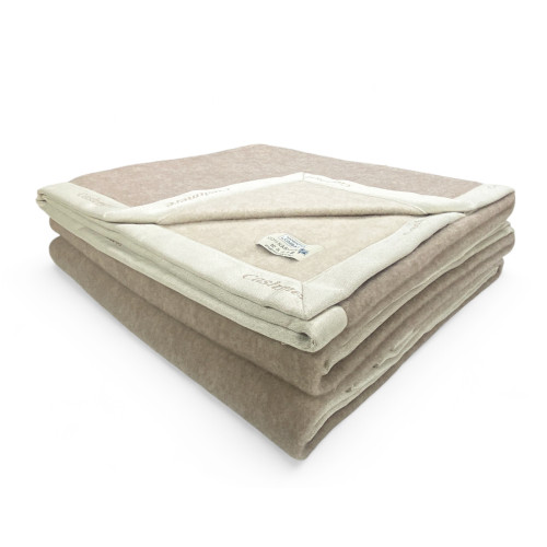 Coperta in Puro Cashmere Pettinato Made in Italy - Morbidezza e Comfort Termico, Modello Bicolore Grigio Beige