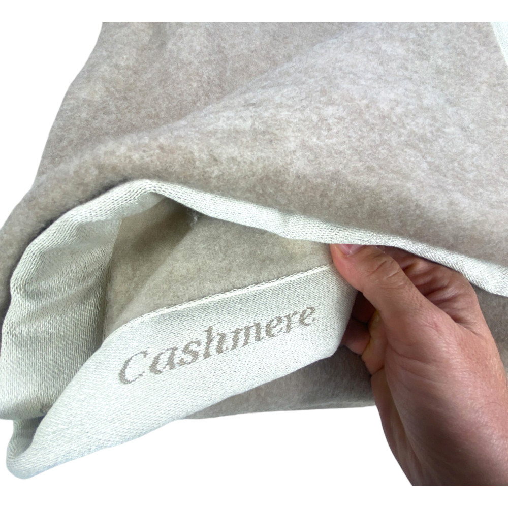 Coperta in Puro Cashmere Pettinato Made in Italy - Morbidezza e Comfort Termico, Modello Bicolore Grigio Beige