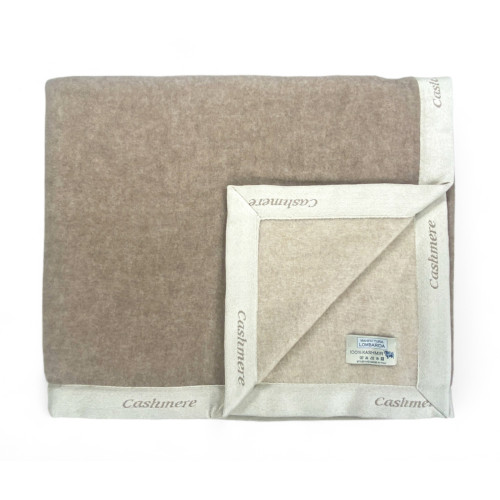 Couverture en pur cachemire peigné fabriquée en Italie - douceur et confort thermique, modèle bicolore beige gris