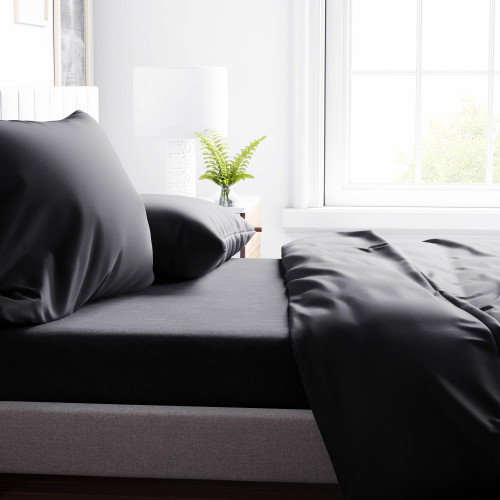 ENSEMBLE DE DRAPS EN MICROFIBRE DOUCE TINTA Noir Double 2 CARRÉS sans fer