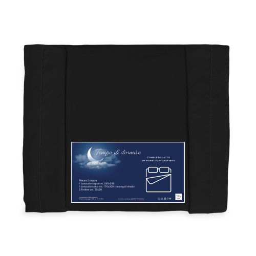 LAKEN-SET aus weicher Mikrofaser TINTA Black Double 2 SQUARES ohne Bügeleisen