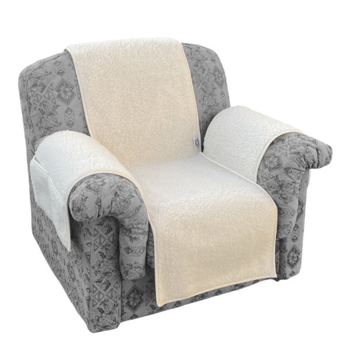 Housse de fauteuil en pure laine mérinos fabriquée à la main Made in Italy, avec poches latérales et élastique, cadeau parfait p
