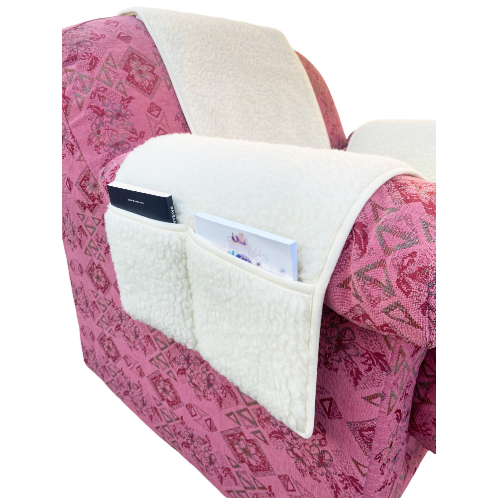 Housse de fauteuil en pure laine mérinos fabriquée à la main Made in Italy, avec poches latérales et élastique, cadeau parfait p