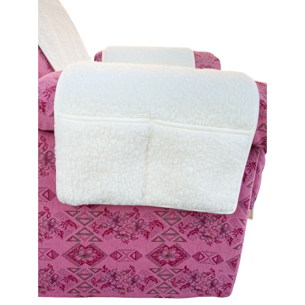 Copripoltrona in pura lana merinos artigianale Made in Italy, con tasche laterali e elastico, regalo perfetto per nonni e papà