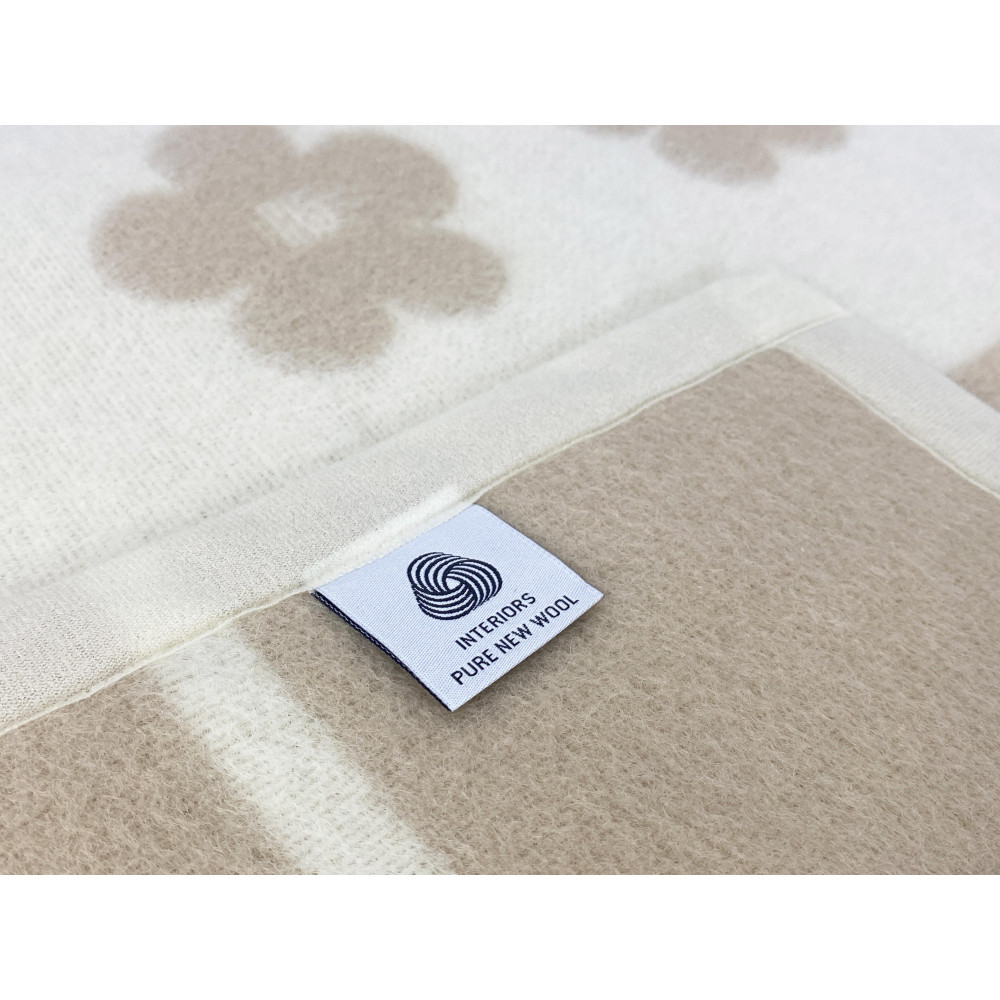 Couverture Fiore bicolore en pure laine vierge de marque, double face, noisette clair/foncé, Made in Italy