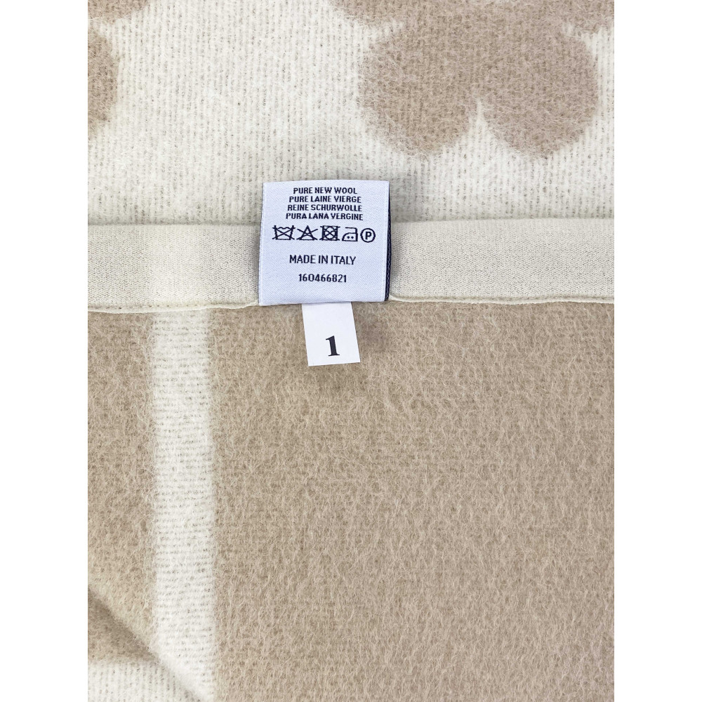Coperta bicolor Fiore in pura lana vergine marchiata, doppia faccia, nocciola chiaro/scuro, Made in Italy