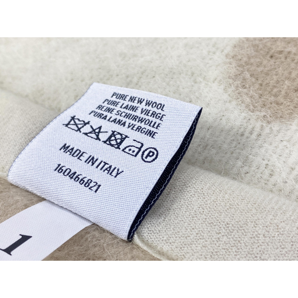 Couverture Fiore bicolore en pure laine vierge de marque, double face, noisette clair/foncé, Made in Italy