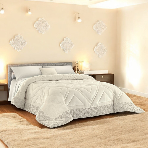 Doble Edredón Piel Sintética 260x260cm Dubai, Edredón de Invierno Efecto Pluma, Acolchado 300 g/m², Efecto Terciopelo