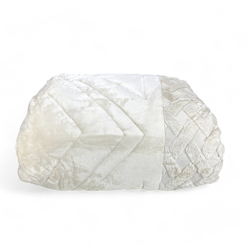 Doppelsteppdecke Kunstfell 260x260cm Dubai, Winterbettdecke Federeffekt, Polsterung 300 g/qm, Samteffekt