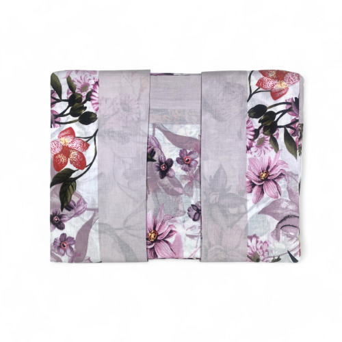 Maxi Doppelbettgarnitur aus reiner Baumwolle - Blumendesign "Giorgia Rosa" rosa Farbe