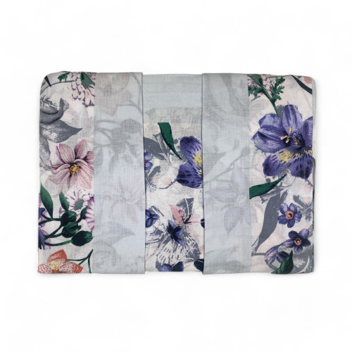 Parure de lit double en pur coton MAXI - Design floral « Giorgia Azzurro » Couleur Bleu clair