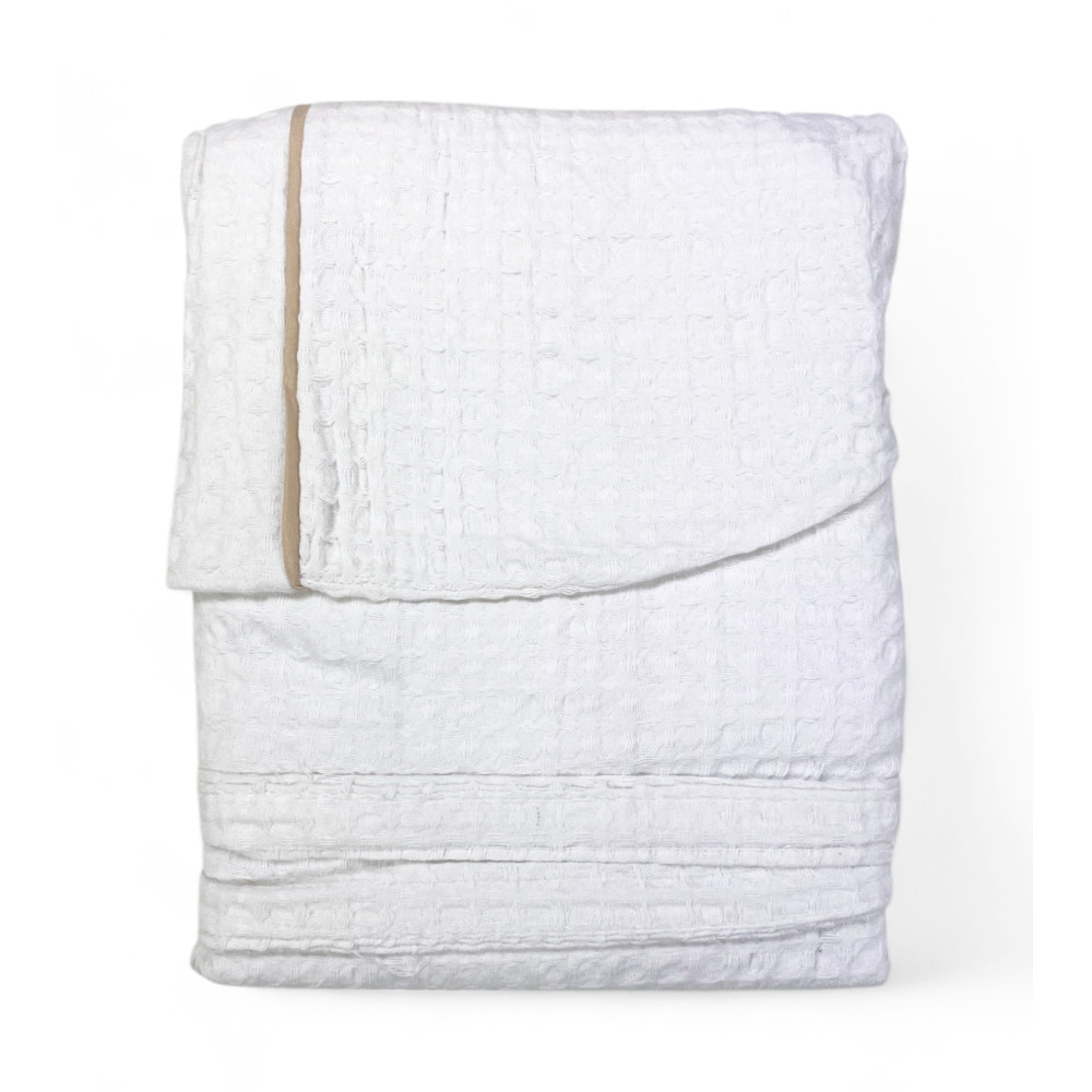 Men's Women's Cotton Bathrobe with Hood, BEEApone® Honeycomb, White Color, Quick Drying, Soft