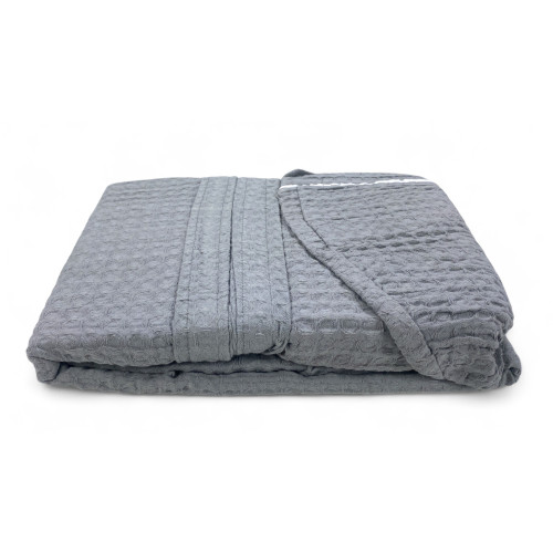 Herren Damen Bademantel aus Baumwolle mit Kapuze, BEEApone® Wabe, hellgraue Farbe, schnell trocknend, weich