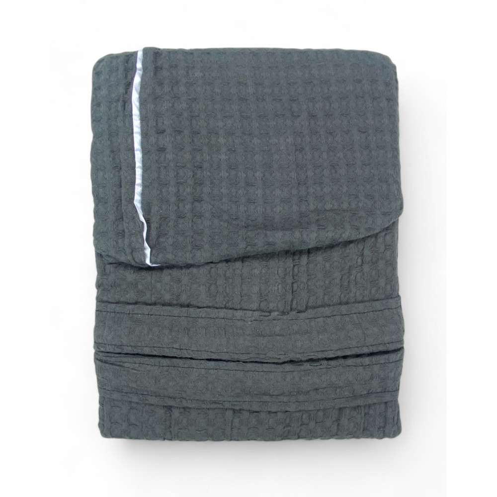 Herren Damen Bademantel aus Baumwolle mit Kapuze, BEEApone® Wabe, Anthrazit Farbe, schnell trocknend, weich