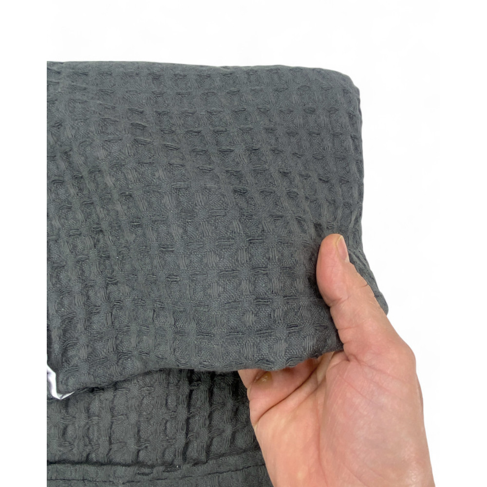 Herren Damen Bademantel aus Baumwolle mit Kapuze, BEEApone® Wabe, Anthrazit Farbe, schnell trocknend, weich