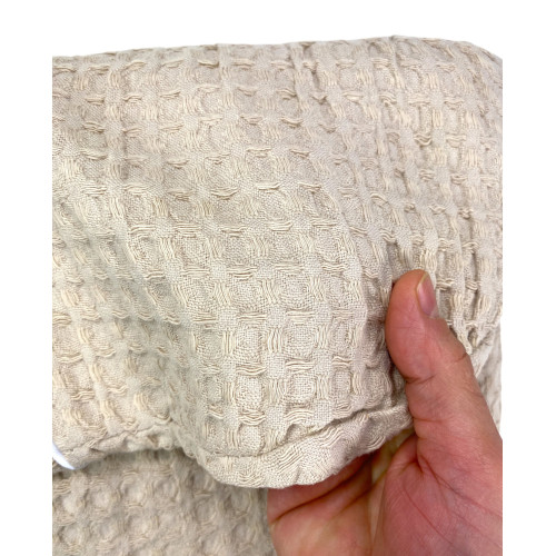 Men's Women's Cotton Bathrobe with Hood, BEEApone® Honeycomb, Beige Color, Quick Drying, Soft