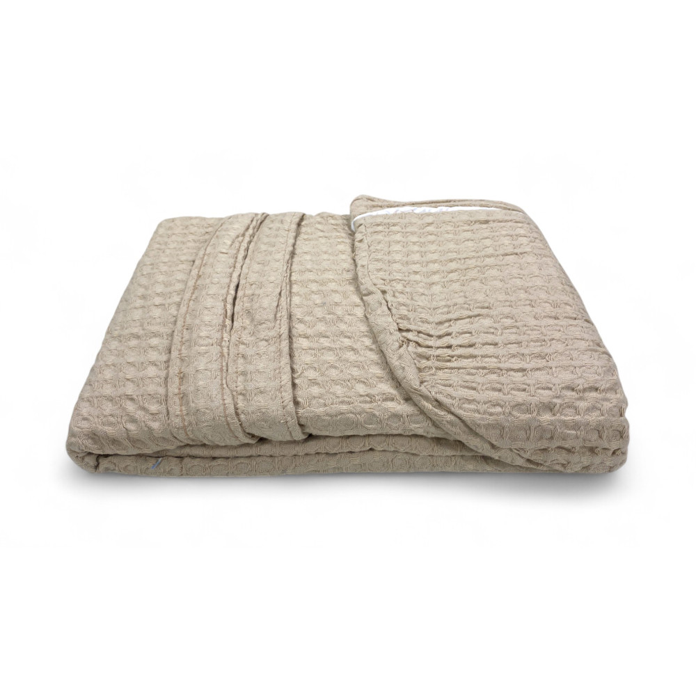 Men's Women's Cotton Bathrobe with Hood, BEEApone® Honeycomb, Beige Color, Quick Drying, Soft