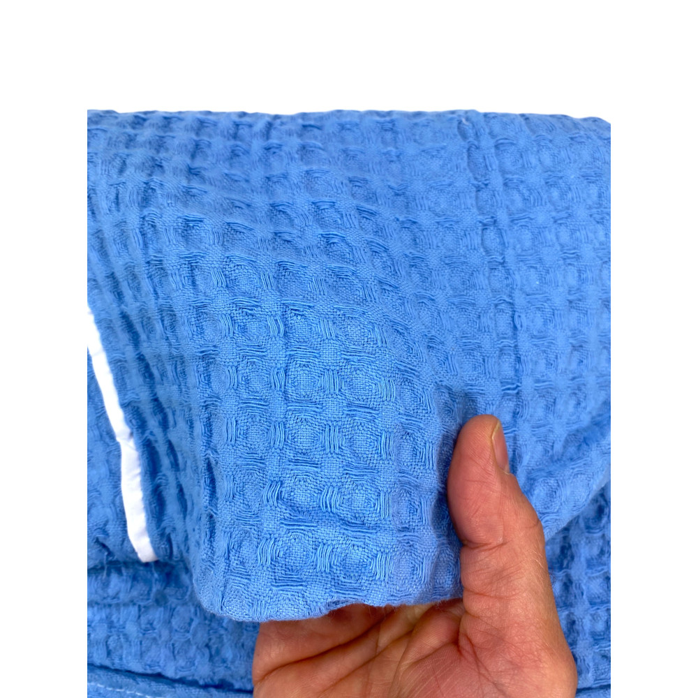 Men's Women's Cotton Bathrobe with Hood, BEEApone® Honeycomb, Light Blue, Quick Drying, Soft