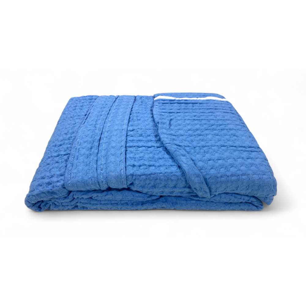 Men's Women's Cotton Bathrobe with Hood, BEEApone® Honeycomb, Light Blue, Quick Drying, Soft