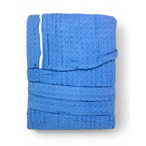 Peignoir en coton avec capuche pour homme et femme, nid d’abeille BEEApone®, bleu clair, séchage rapide, doux