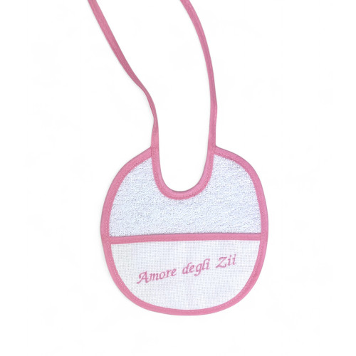 Set mit 3 bestickten Baby-Lätzchen "Liebe der Onkel", 100% hypoallergene Baumwolle, Made in Italy, elegante Einfassung, Größe 18