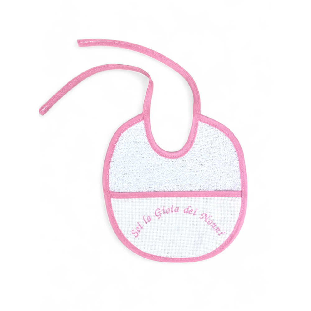 Set mit 3 bestickten Babylätzchen "Du bist die Freude der Großeltern", 100% hypoallergene Baumwolle, Made in Italy, elegante Ein