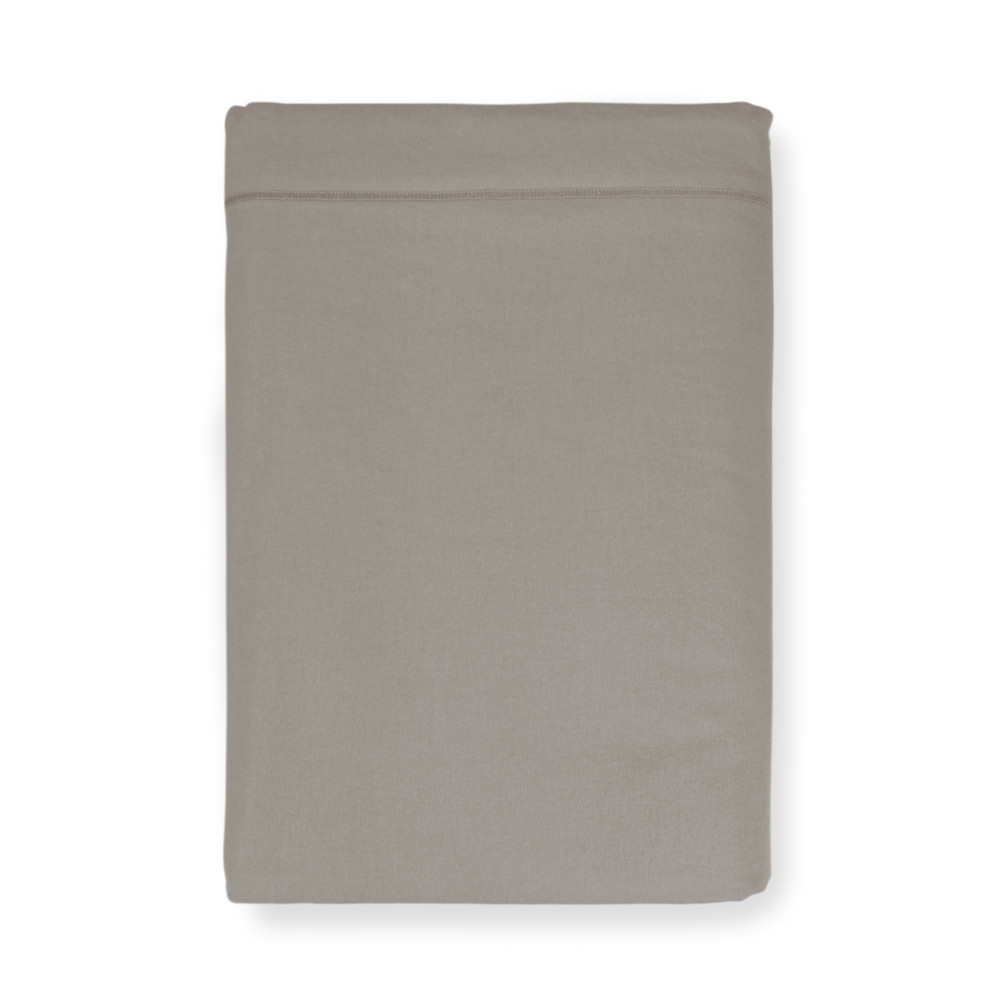 Drap supérieur en flanelle sans coins taupe - pur coton doux | Fabriqué en Italie | Pour matelas maxi et surdimensionnés