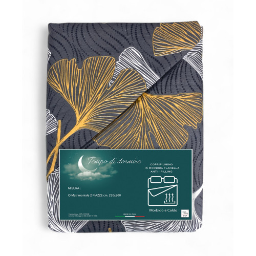 Funda Nórdica Doble Franela 250x200 cm "Sleeping Time" - Pétalos Dorados | Suave, cálido y fabricado en Italia