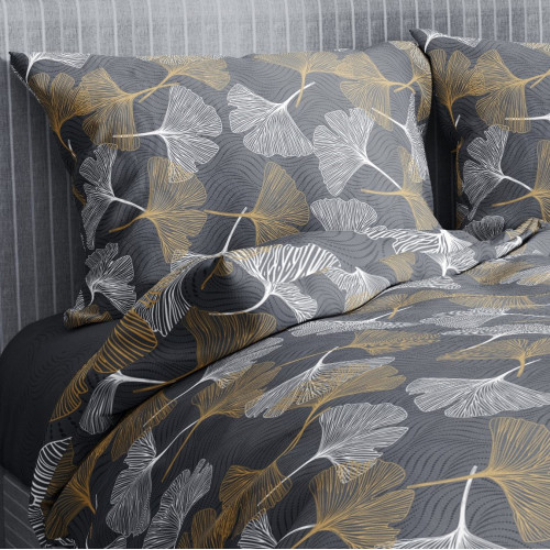 Housse de couette double en flanelle 250x200 cm « Sleeping Time » - Pétales d’Or | Doux, chaud et fabriqué en Italie