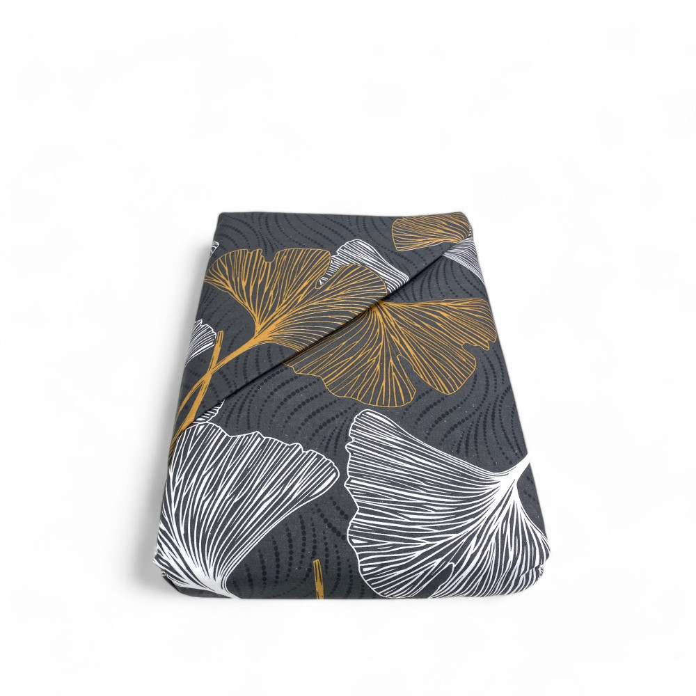 Flannel Double Duvet Cover 250x200 cm "Sleeping Time" - Gold Petals | Soft, Warm and Made in Italy