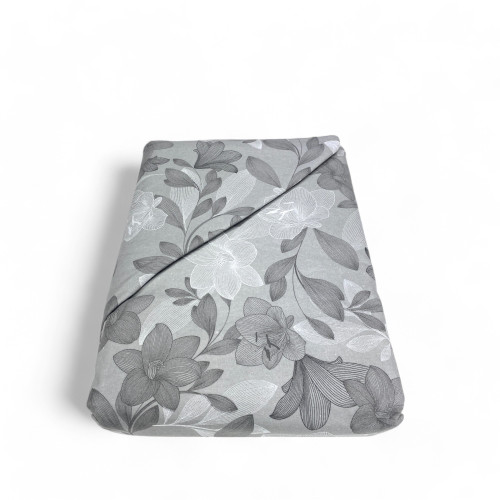 Flannel Double Duvet Cover 250x200 cm "Sleeping Time" - Grey Flower | Soft, Warm and Made in Italy
