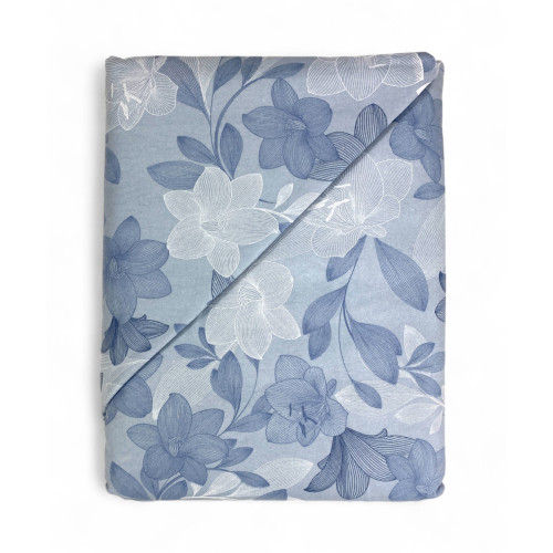 Flannel Double Duvet Cover 250x200 cm "Sleeping Time" - Blue Flower | Soft, Warm and Made in Italy