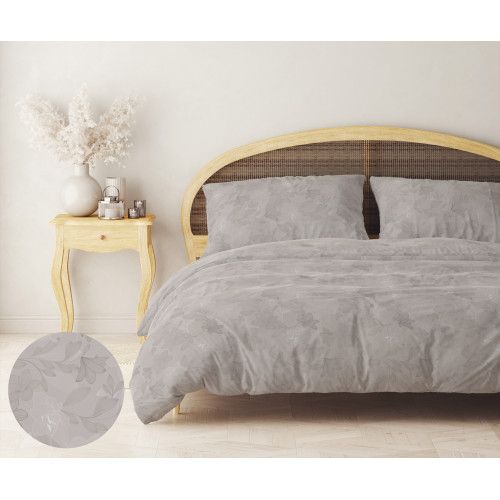 Funda Nórdica Doble Franela 250x200 cm "Sleeping Time" - Flor Gris Paloma | Suave, cálido, antipilling Made in Italy