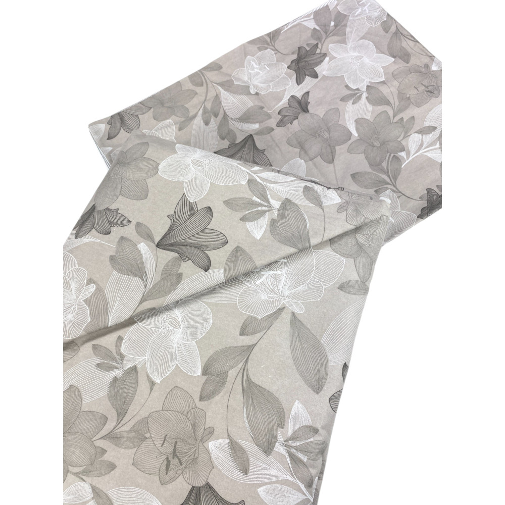 Doppelbettbezug aus Flanell 250x200 cm "Sleeping Time" - Taubengrau Blume | Weich, warm, AntiPilling Made in Italy