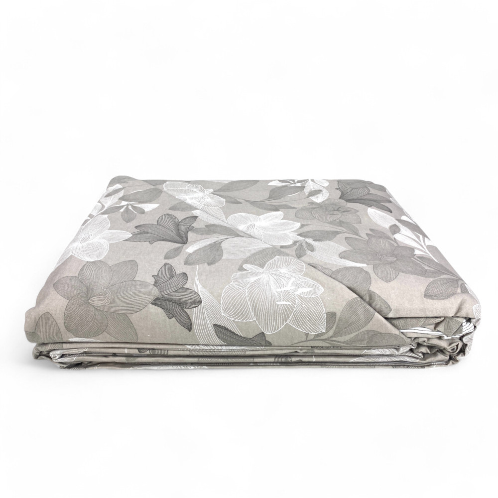 Flannel Double Duvet Cover 250x200 cm "Sleeping Time" - Dove Grey Flower | Soft, Warm, AntiPilling Made in Italy