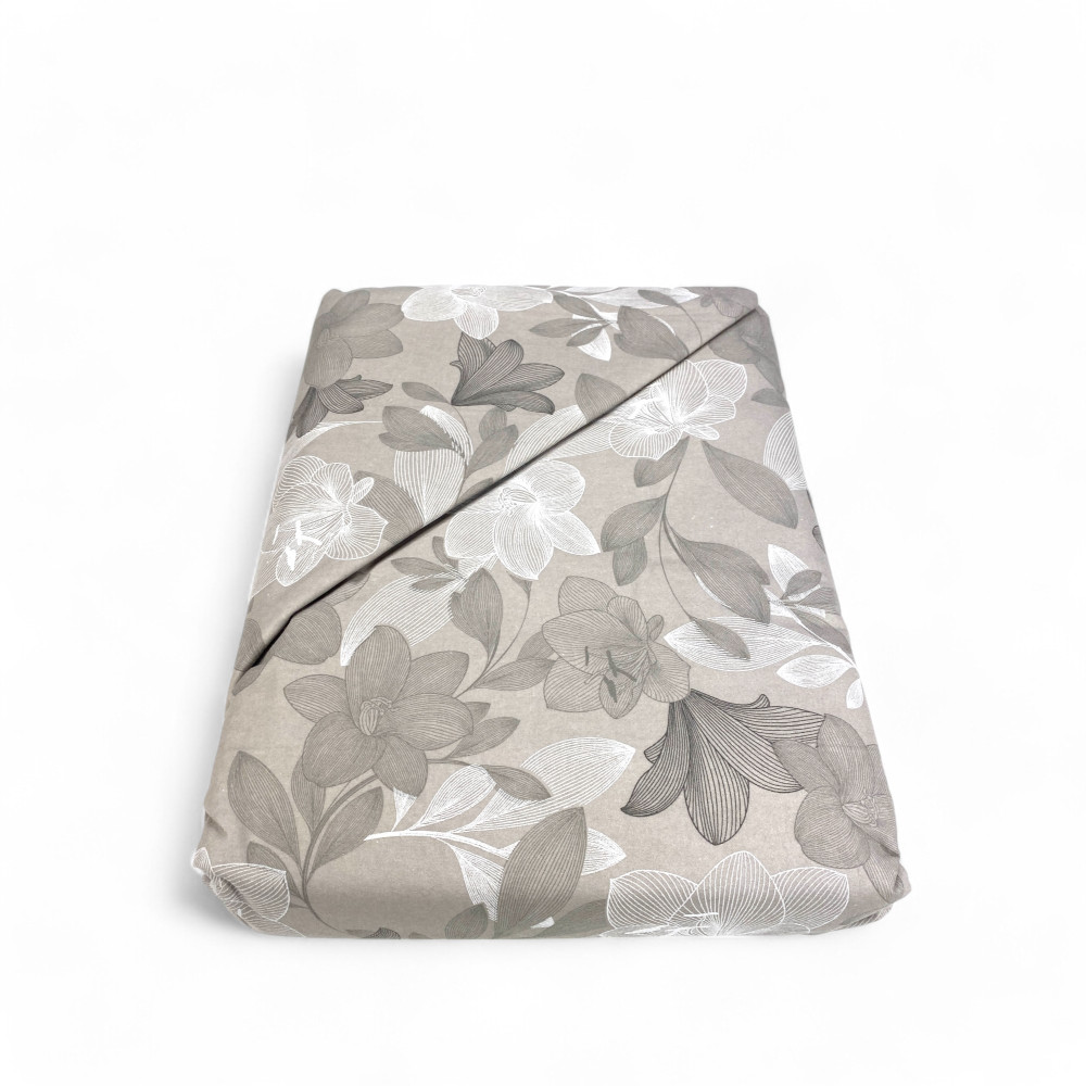 Housse de couette double en flanelle 250x200 cm « Sleeping Time » - Fleur gris tourterelle | Doux, chaud, antiboulochage Fabriqu